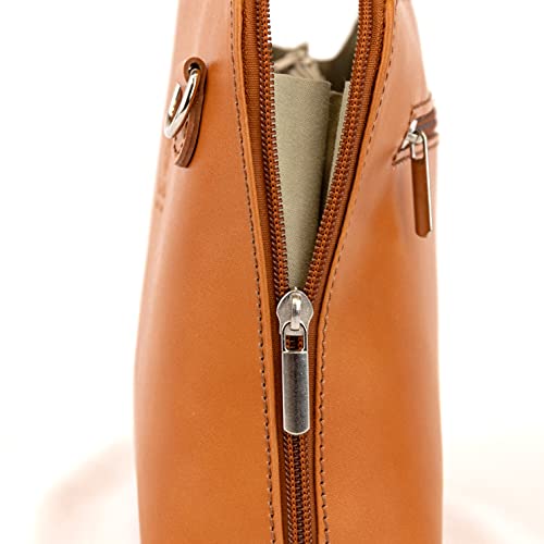 Vera Pelle Leather Crossbody Designer Handbag in Tan