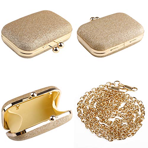 Gold Glitter Evening Clutch - Elegant Designer Handbag