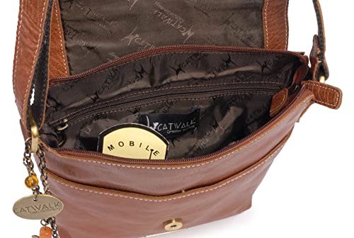 Catwalk Collection ANJA Leather Messenger Bag - Tan
