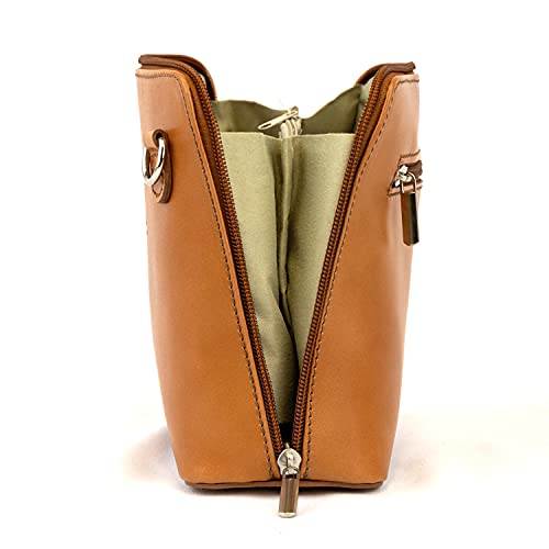 Vera Pelle Leather Crossbody Designer Handbag in Tan
