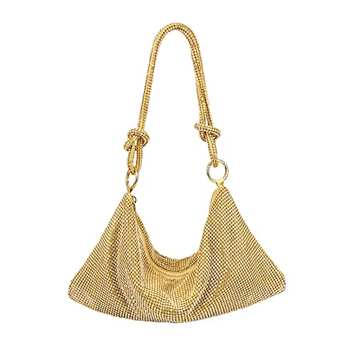 Gold Rhinestone Crossbody Clutch for Women - Small