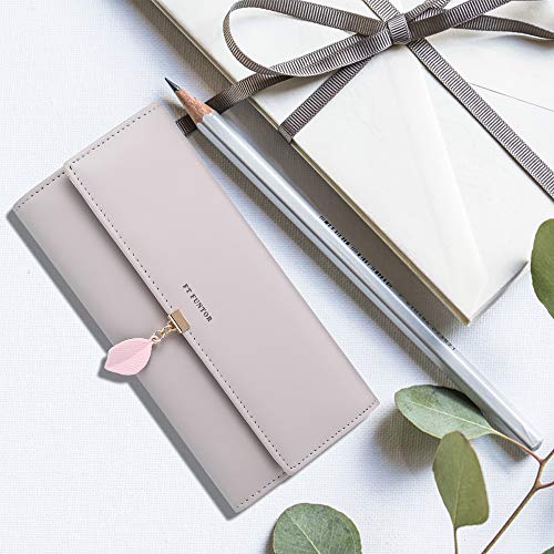 Grey FT FUNTOR Leaf Pendant Ladies Wallet