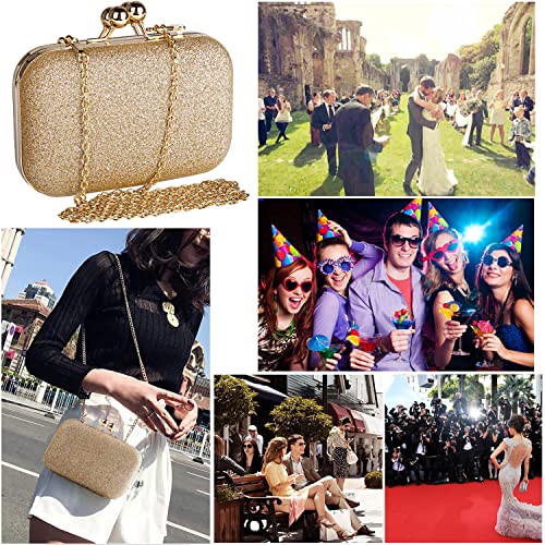 Gold Glitter Evening Clutch - Elegant Designer Handbag