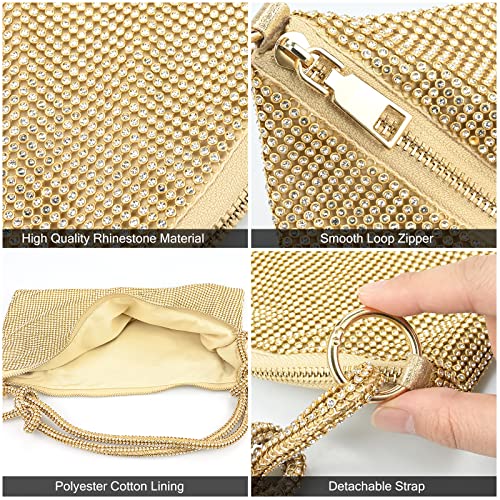 Gold Rhinestone Crossbody Clutch for Women - Small