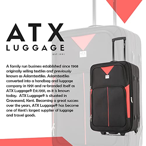 Designer Handbag: Large expandable suitcase with lock (Black/Red)