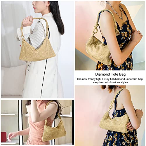 Gold Rhinestone Crossbody Clutch for Women - Small