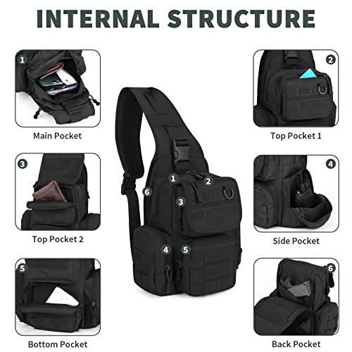 Large Tactical Sling Backpack for Hiking & Travel