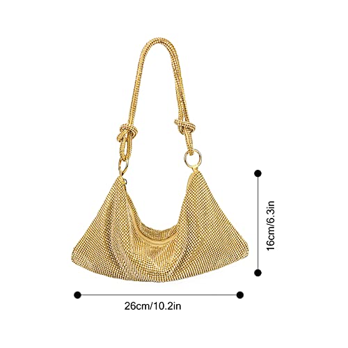 Gold Rhinestone Crossbody Clutch for Women - Small