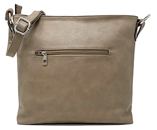 Women's Fashion Shoulder Bag in Faux Suede Nu Buck - Mocca