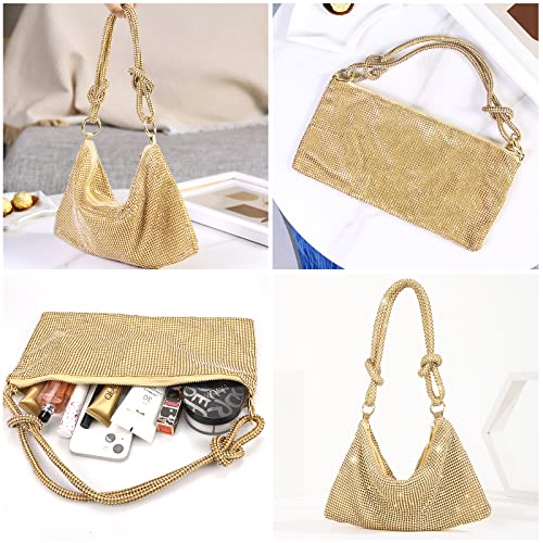 Gold Rhinestone Crossbody Clutch for Women - Small
