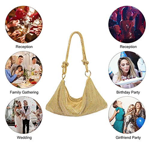 Gold Rhinestone Crossbody Clutch for Women - Small