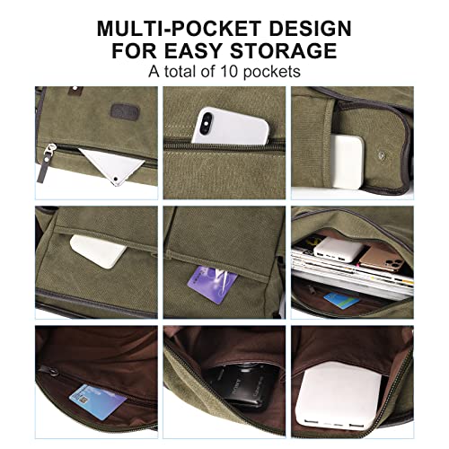 Men's Waterproof Nylon Messenger Bag with Multiple Pockets for Daily Use