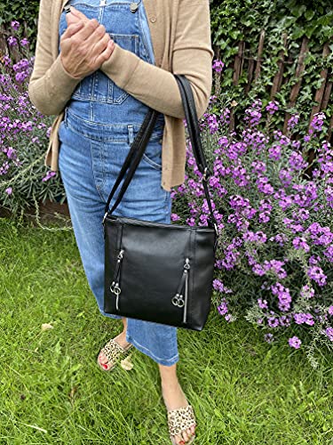 Women's Fashion Shoulder Bag in Faux Suede Nu Buck - Mocca