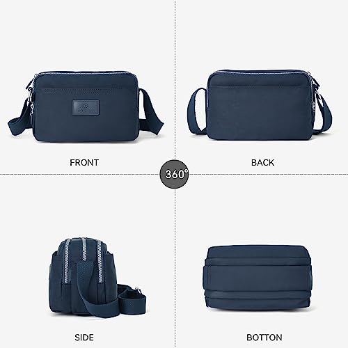 Navy Waterproof Nylon Crossbody Bags for Women