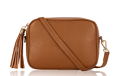 Montte Di Jinne - Sac à bandoulière en cuir souple italien (tan foncé)