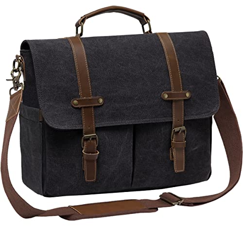 Kasgo Canvas Messenger Bag for Men/Women, Dark Gray