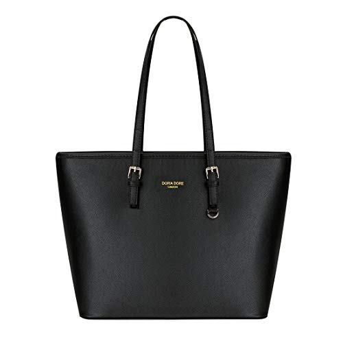 Black PU Leather Tote Bag for Women