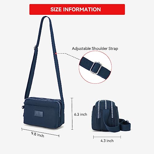 Navy Waterproof Nylon Crossbody Bags for Women