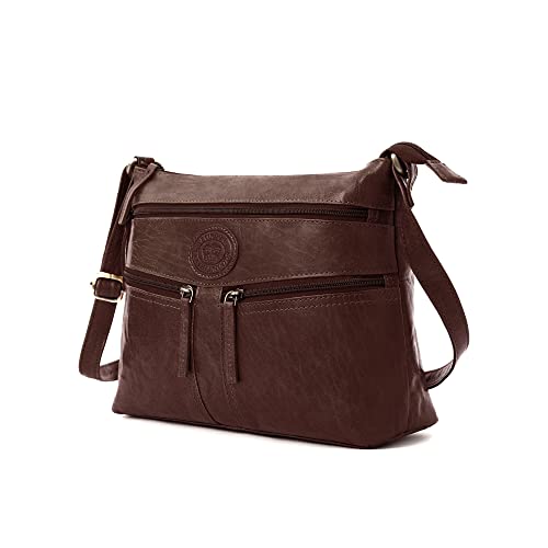 Woodland Leather Women's Vintage Style Cross-body Bag (Dark Brown)