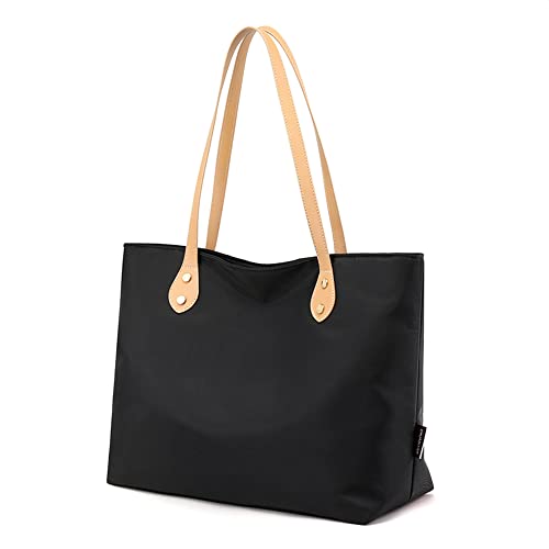 Waterproof Nylon Large Tote Bag – Black