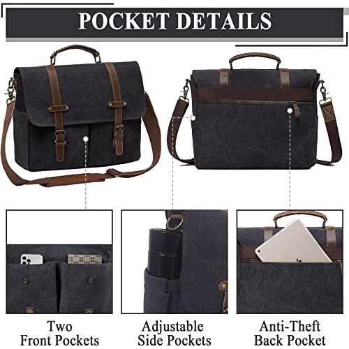 Kasgo Canvas Messenger Bag for Men/Women, Dark Gray