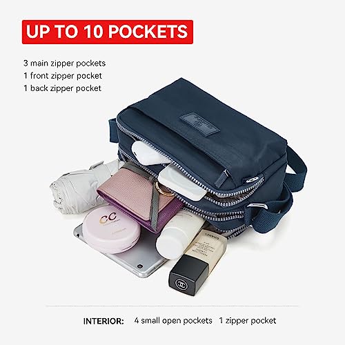 Navy Waterproof Nylon Crossbody Bags for Women