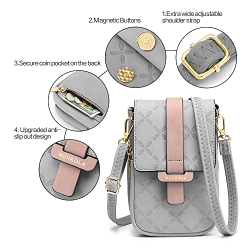 MUIIKOLA Grey Crossbody Phone Bag, Women's Touchscreen Purse