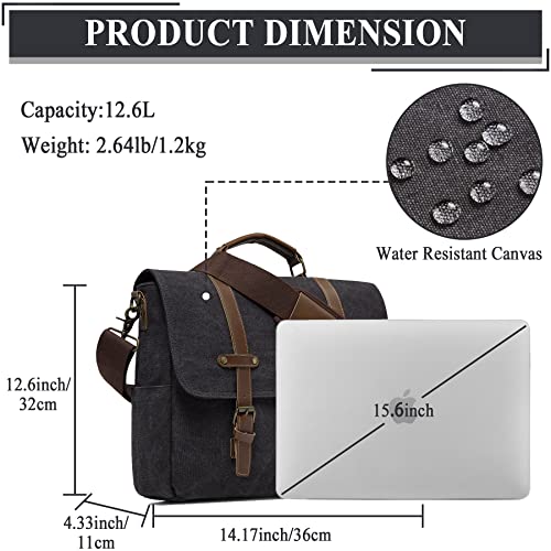 Kasgo Canvas Messenger Bag for Men/Women, Dark Gray