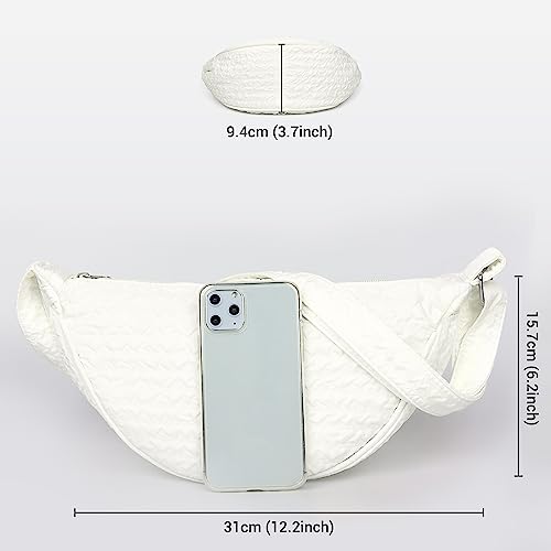 Unisex Nylon Halfmoon Hobo Crossbody Bag with Adjustable Strap