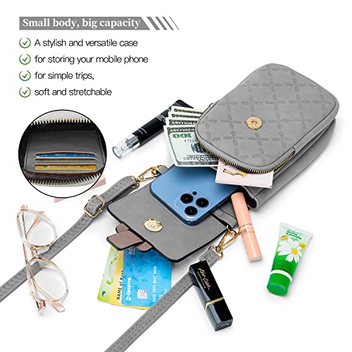 MUIIKOLA Grey Crossbody Phone Bag, Women's Touchscreen Purse