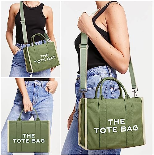KALIDI Stylish Canvas Tote Handbag with Crossbody Strap