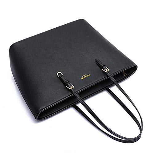 Black PU Leather Tote Bag for Women