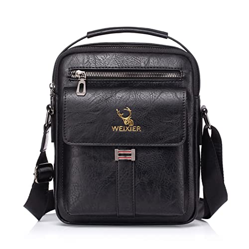 Men's Black Leather Designer Shoulder Bag