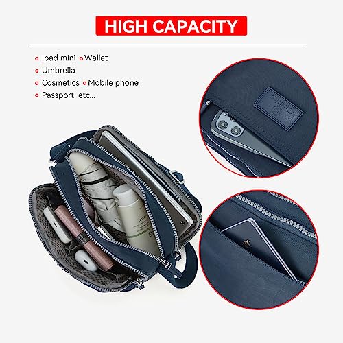 Navy Waterproof Nylon Crossbody Bags for Women