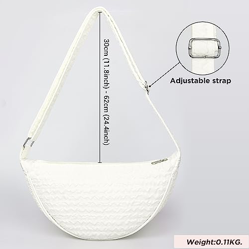 Unisex Nylon Halfmoon Hobo Crossbody Bag with Adjustable Strap