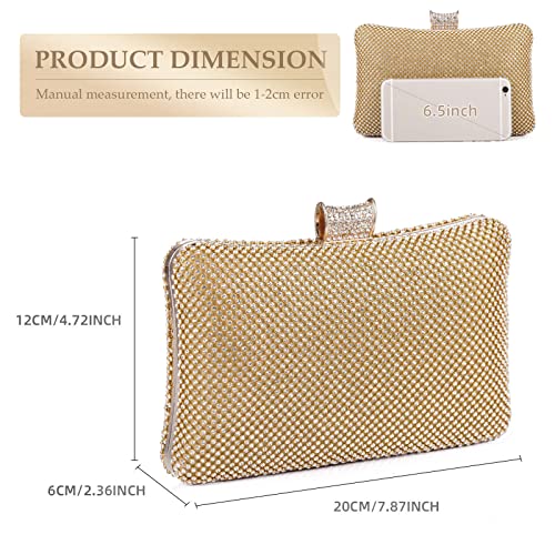 BAIGIO Sparkling Gold Diamante Clutch for Wedding