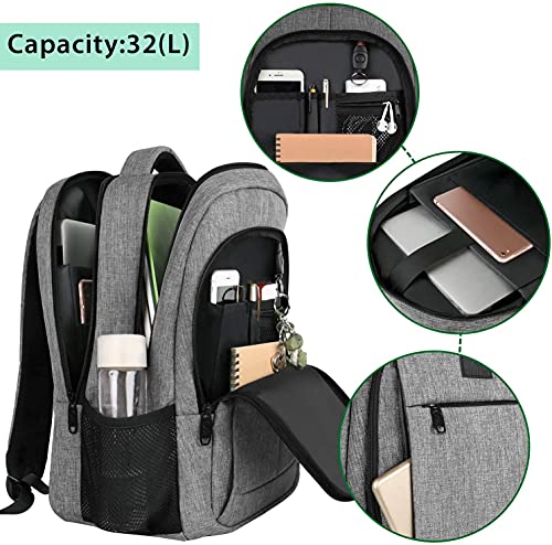 Grey Designer Laptop Backpack, USB Charging Port, Water Resistant