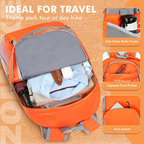 ZOMAKE 30L Lightweight Packable Hiking Backpack - Orange
