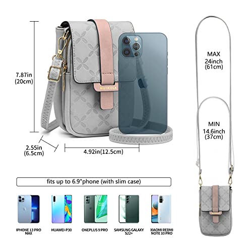 MUIIKOLA Grey Crossbody Phone Bag, Women's Touchscreen Purse