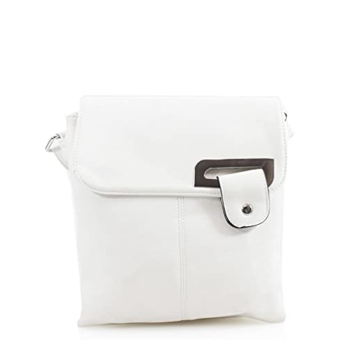 White PU Leather Crossbody Shoulder Handbag - Simple Practical Design