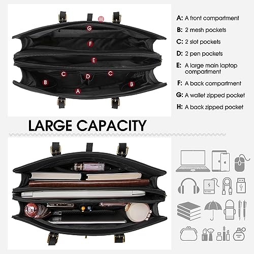 Black Waterproof Laptop Bag for Women - IGOLUMON