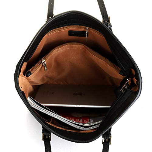 Black PU Leather Tote Bag for Women