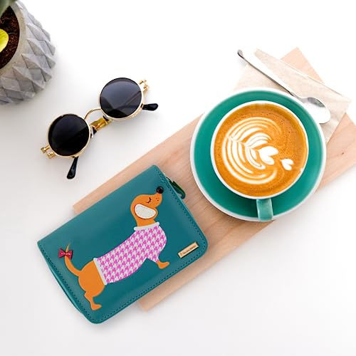kukubird Dachshund Cartoon Purse Wallet - Blue
