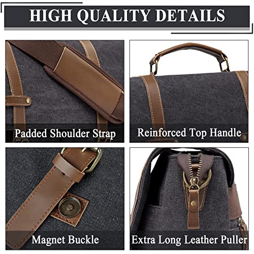 Kasgo Canvas Messenger Bag for Men/Women, Dark Gray