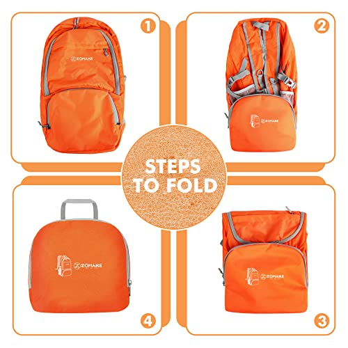 ZOMAKE 30L Lightweight Packable Hiking Backpack - Orange