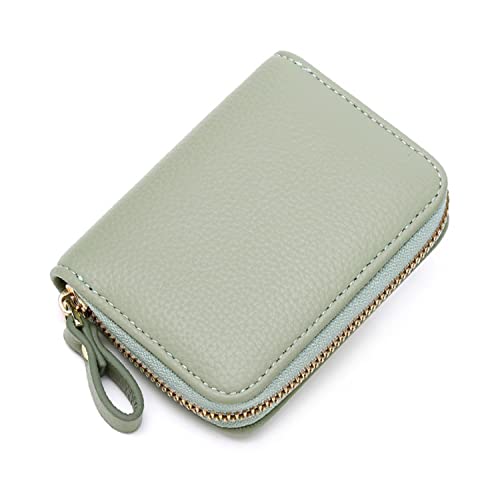 Green Leather RFID Blocking Women's Wallet with Zipper
