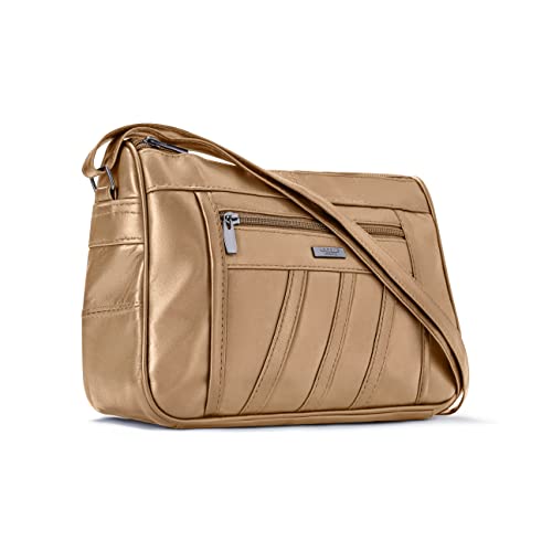 Genuine Leather Multi Compartment Crossbody Handbags for Women