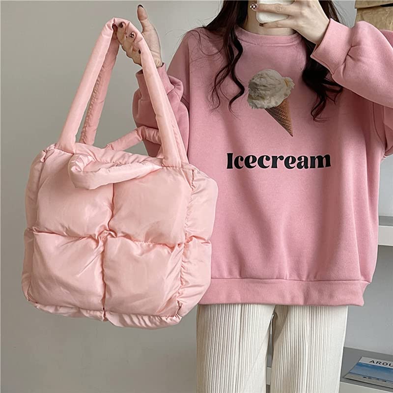 Large Quilted Tote Bag - Classic Pink Retro