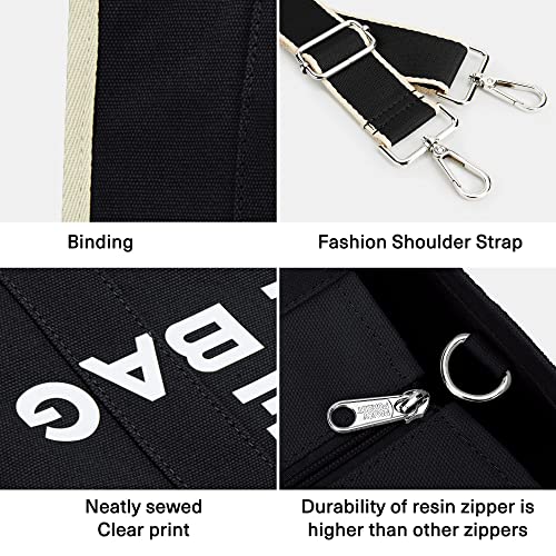 KALIDI Stylish Canvas Tote Handbag with Crossbody Strap