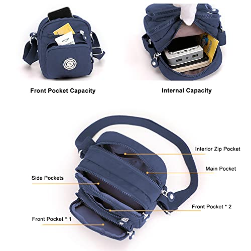 Blue Casual Nylon Crossbody Bag for Women, Girls